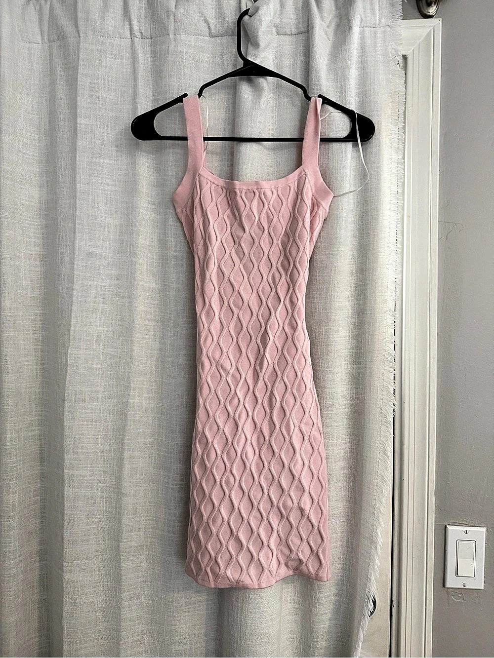Guess Lucia Belted Wavy Sweater Dress Pink Size Small